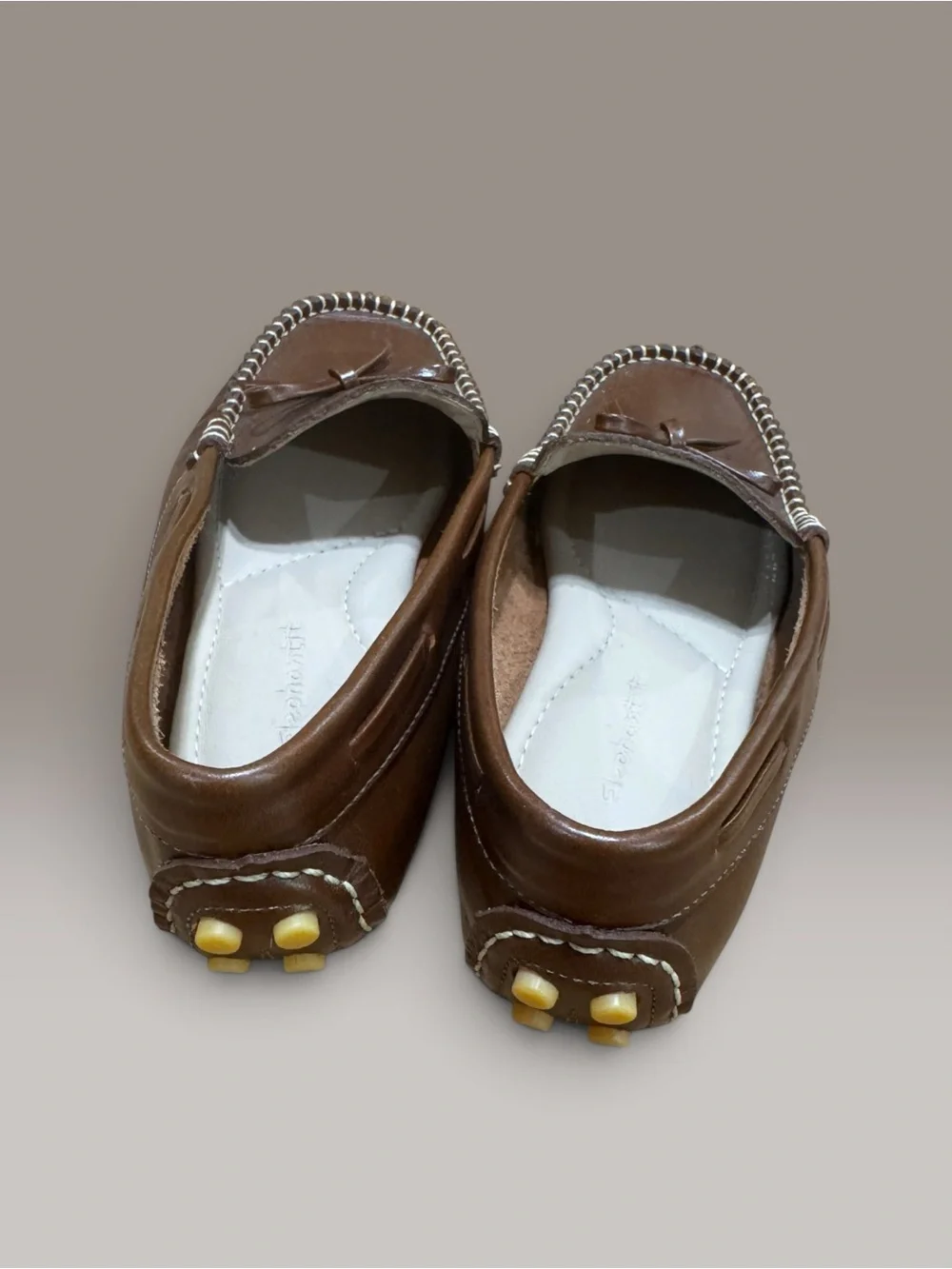 Elephantito Brown Leather Driving Moccasin Loafers Kids Size 3